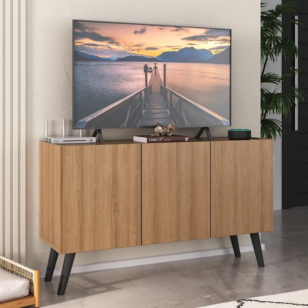 Rack Retrô para TV até 32 Polegadas com 3 Portas Multimóveis MP1067 Rustic/Preto