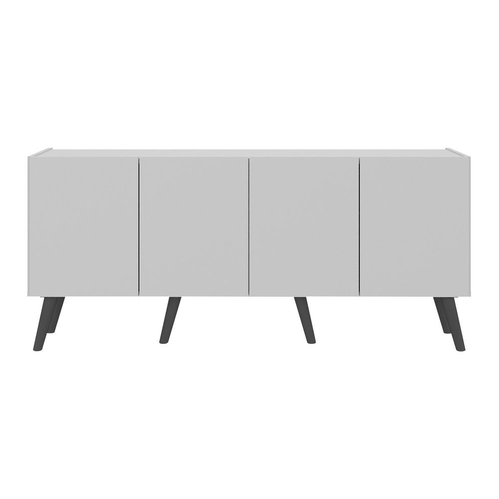 Rack Retrô para TV até 50 Polegadas com 4 Portas Multimóveis MP1071 Branco/Preto