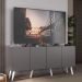 Rack Retrô para TV até 50 Polegadas com 4 Portas Multimóveis MP1071 Grafite/Branco