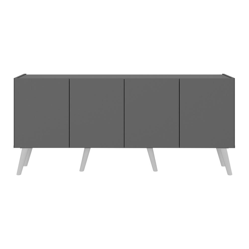 Rack Retrô para TV até 50 Polegadas com 4 Portas Multimóveis MP1071 Grafite/Branco