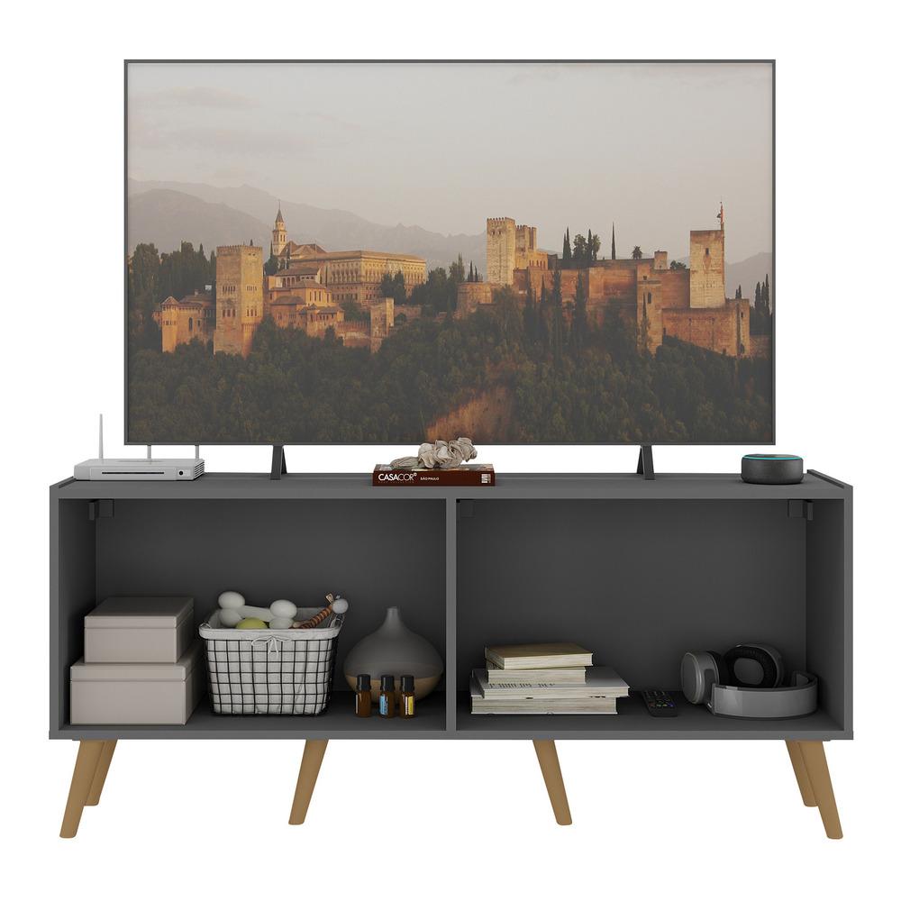 Rack Retrô para TV até 50 Polegadas com 4 Portas Multimóveis MP1071 Grafite/Natural