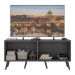 Rack Retrô para TV até 50 Polegadas com 4 Portas Multimóveis MP1071 Grafite/Preto