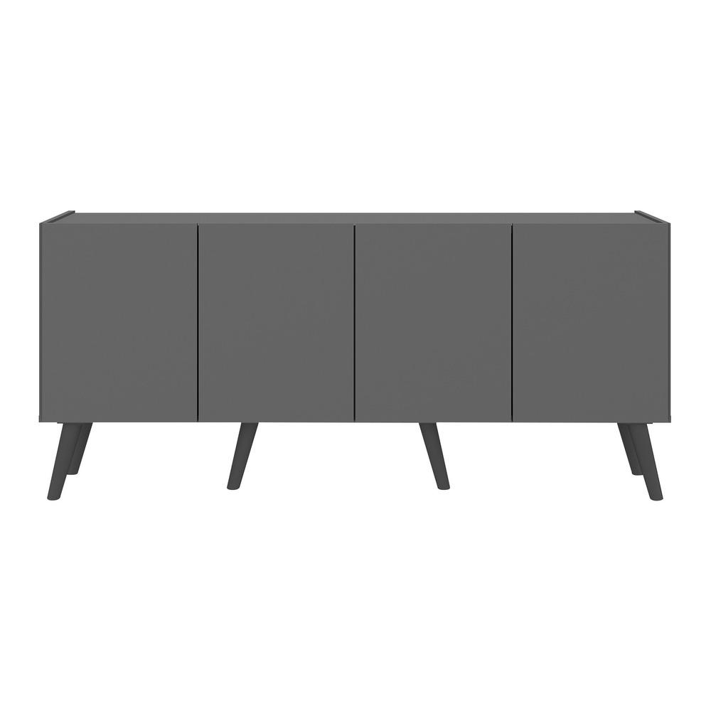 Rack Retrô para TV até 50 Polegadas com 4 Portas Multimóveis MP1071 Grafite/Preto