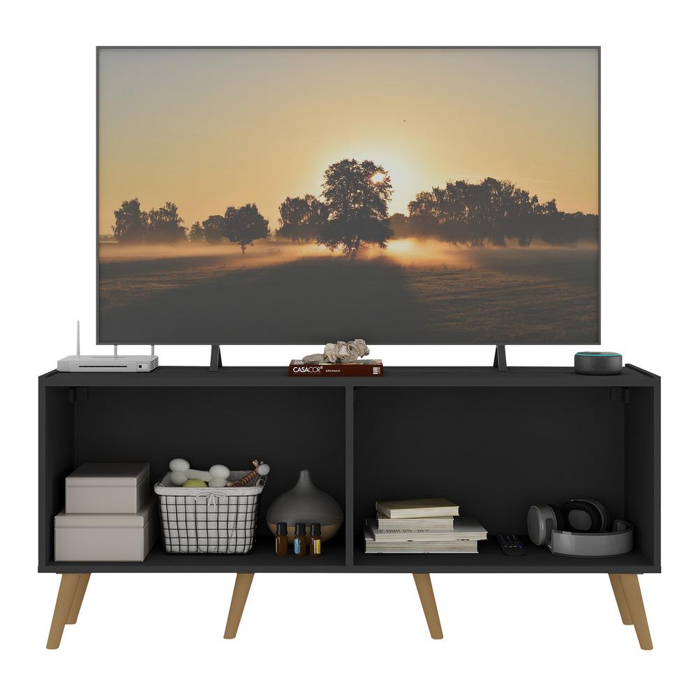 Rack Retrô para TV até 50 Polegadas com 4 Portas Multimóveis MP1071 Preto/Natural