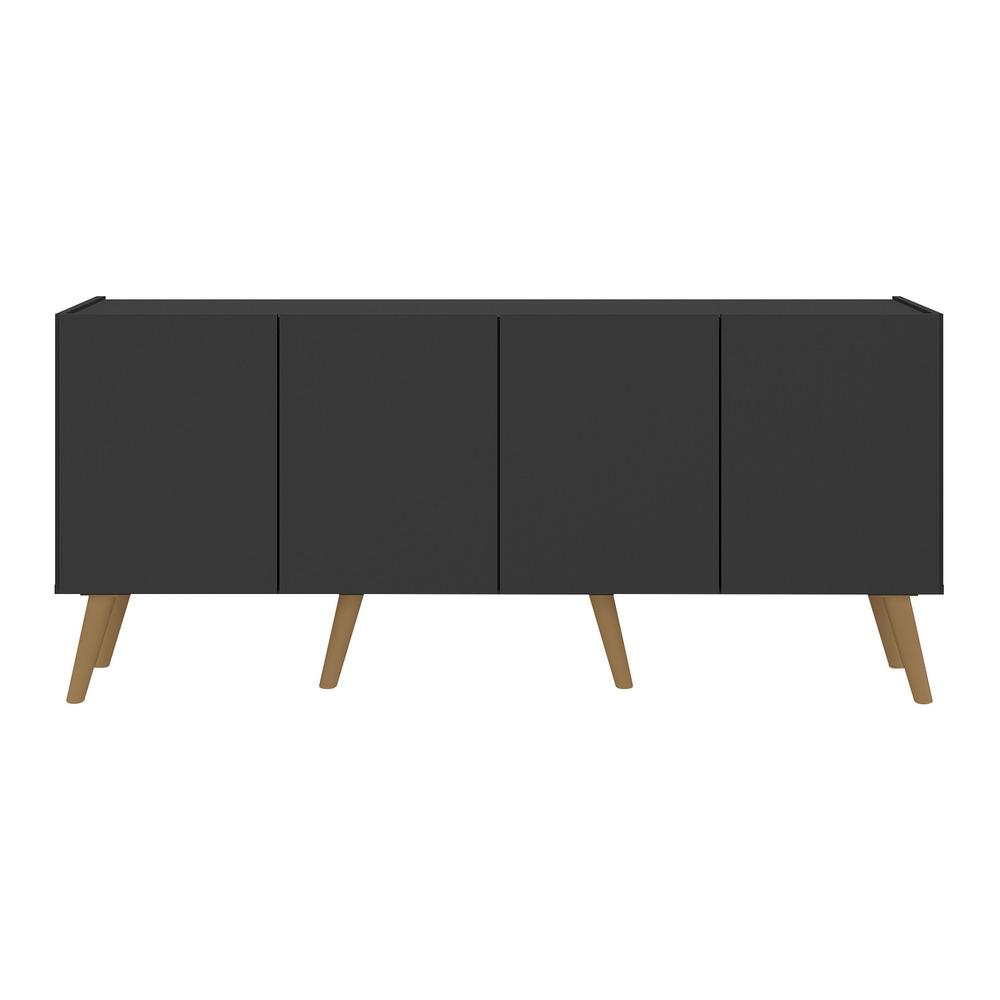 Rack Retrô para TV até 50 Polegadas com 4 Portas Multimóveis MP1071 Preto/Natural