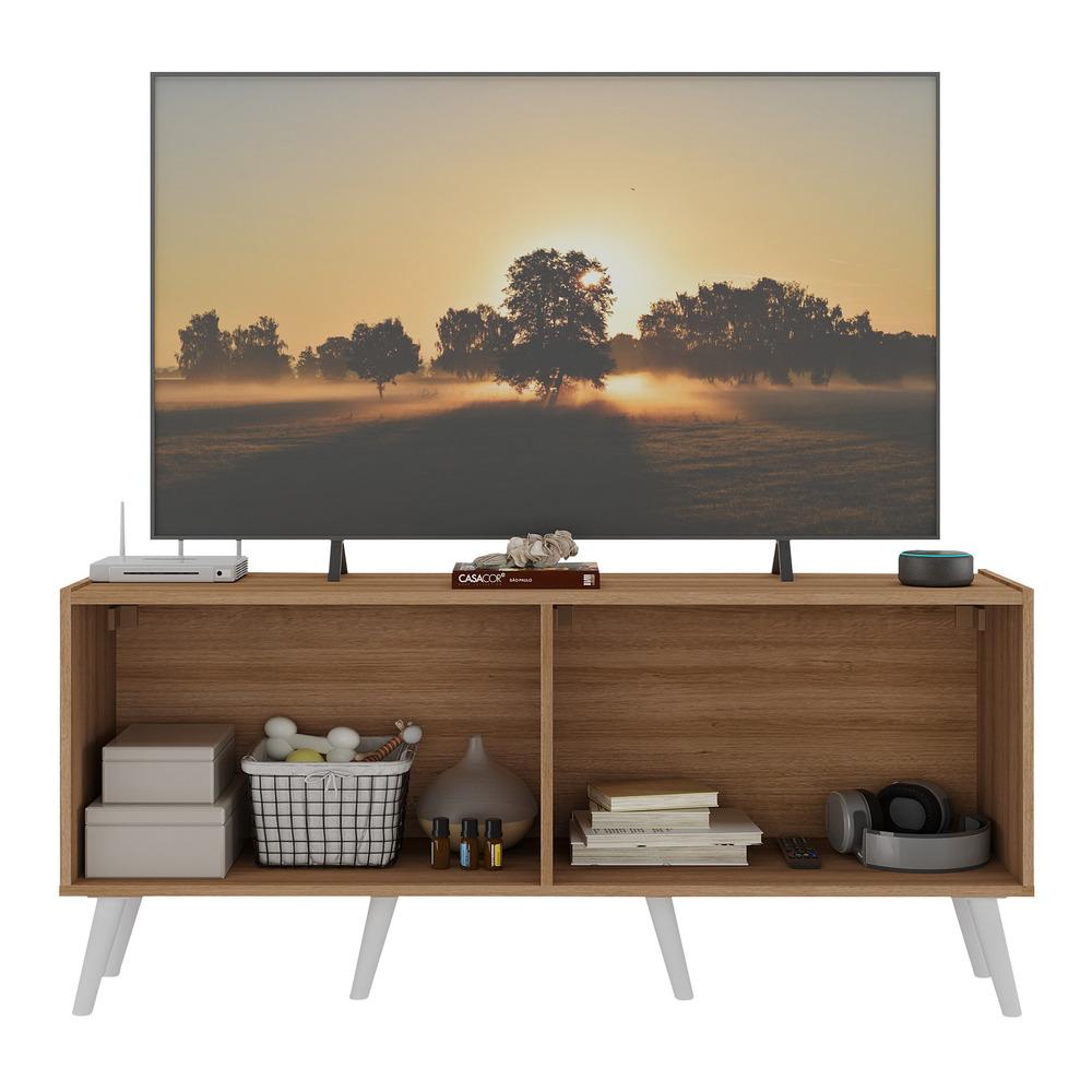 Rack Retrô para TV até 50 Polegadas com 4 Portas Multimóveis MP1071 Rustic/Branco
