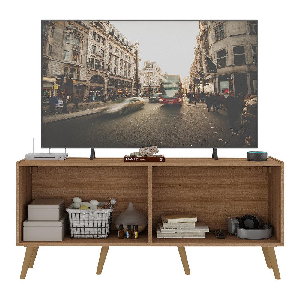 Rack Retrô para TV até 50 Polegadas com 4 Portas Multimóveis MP1071 Rustic/Natural