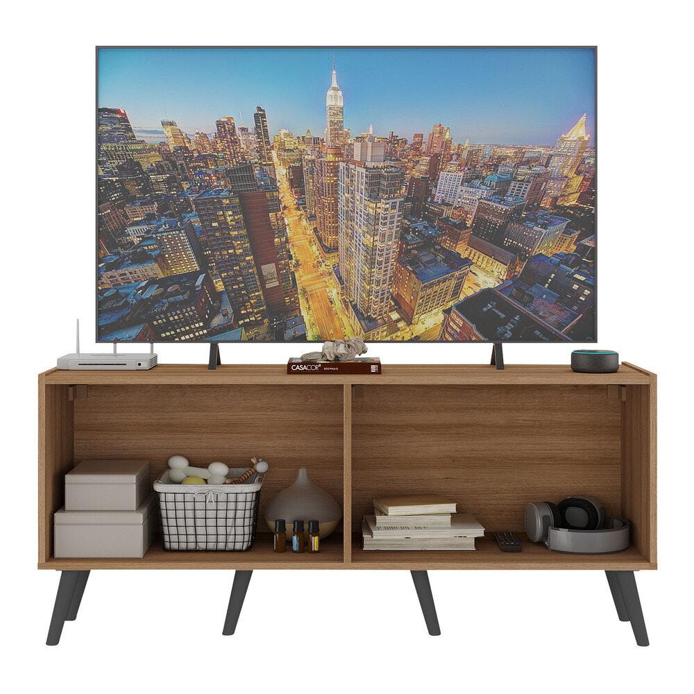 Rack Retrô para TV até 50 Polegadas com 4 Portas Multimóveis MP1071 Rustic/Preto