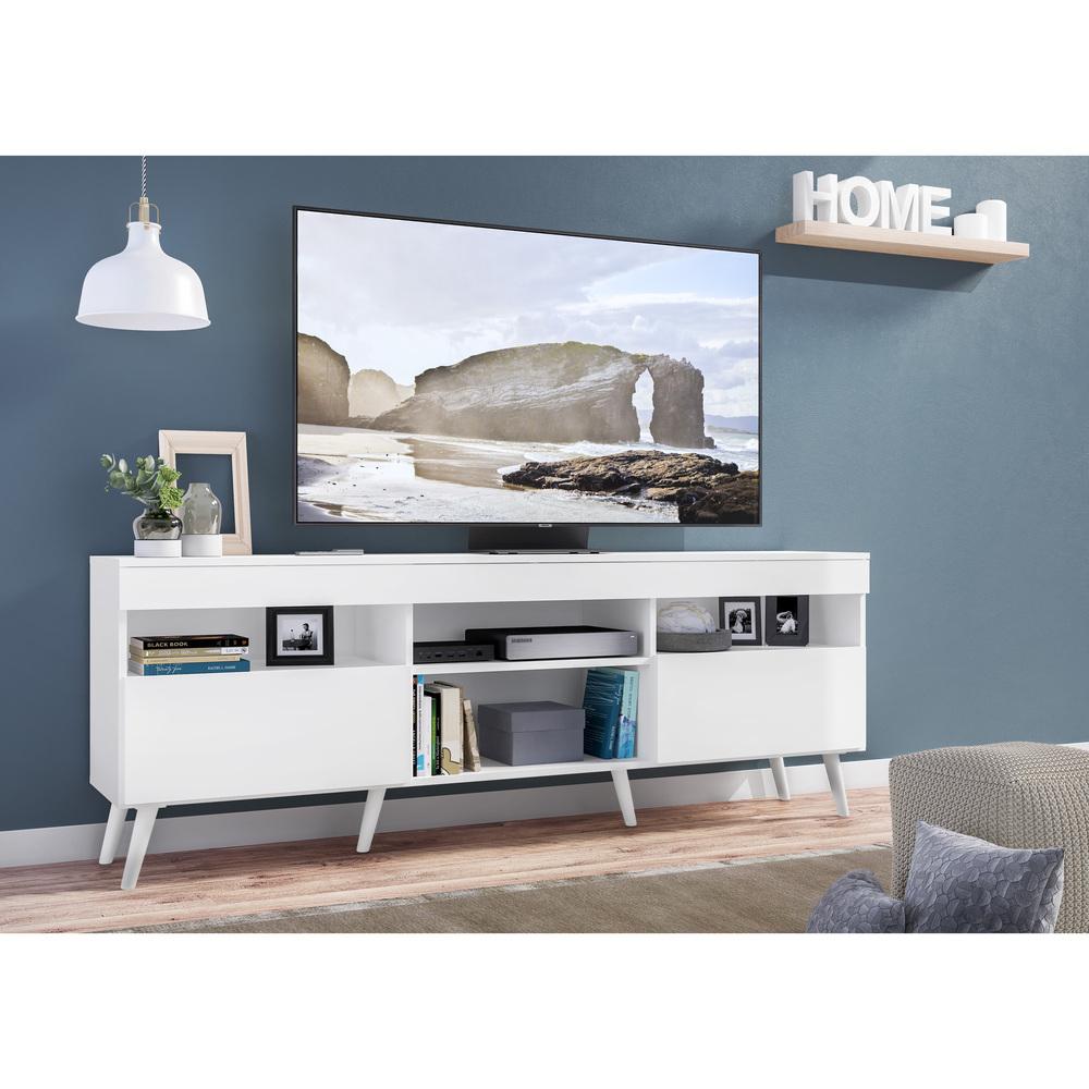 Rack Retrô para TV até 65" Multimóveis Paris FG3327 com 2 Portas Branco