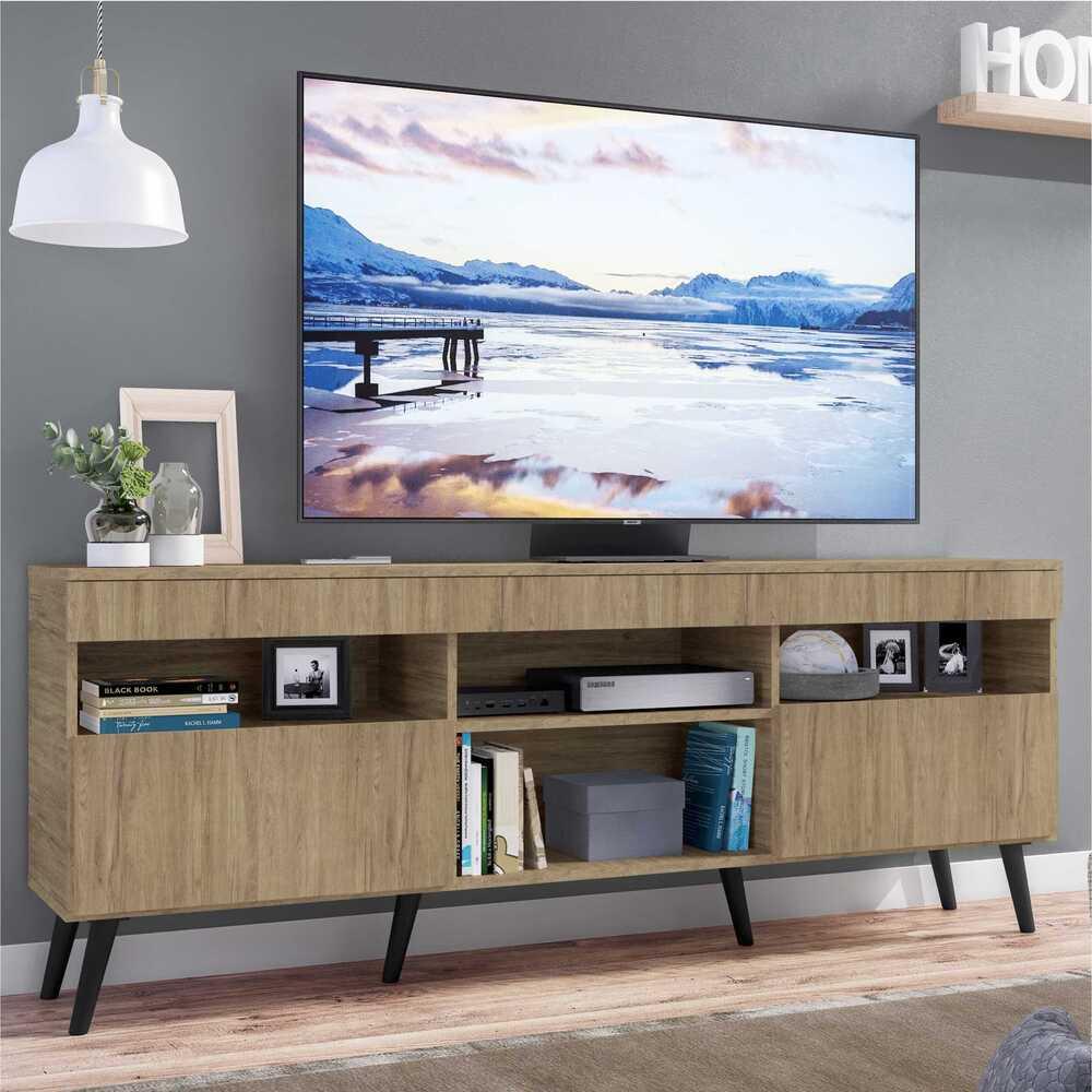 Rack Retrô para TV até 65" Multimóveis Paris FG3327 com 2 Portas Rustic/Preto