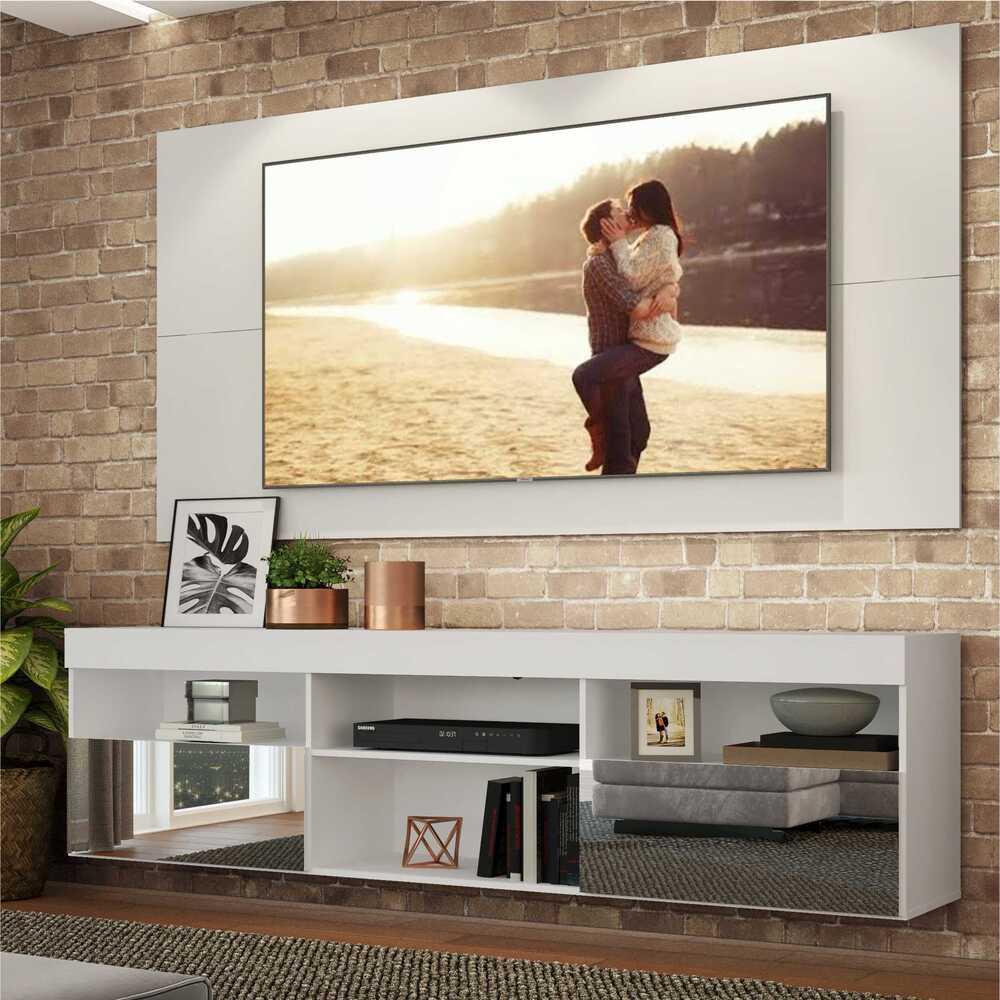 Rack Suspenso com Espelho e Painel para TV até 65" Multimóveis Flórida FG3322 Branco
