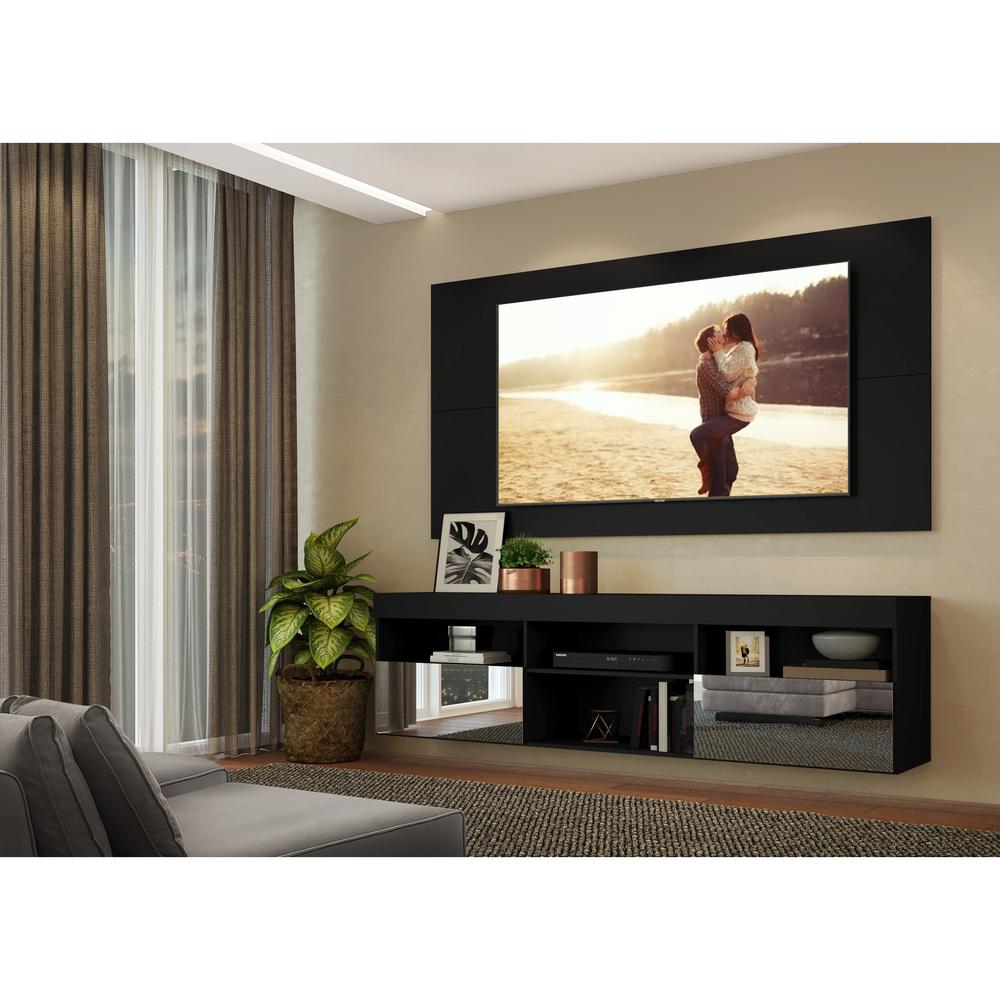 Rack Suspenso com Espelho e Painel para TV até 65" Multimóveis Flórida FG3322 Preto