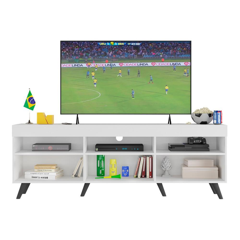 Rack TV 65" Retrô e 2 Portas Espanha Multimóveis MP3327 Branco/Preto