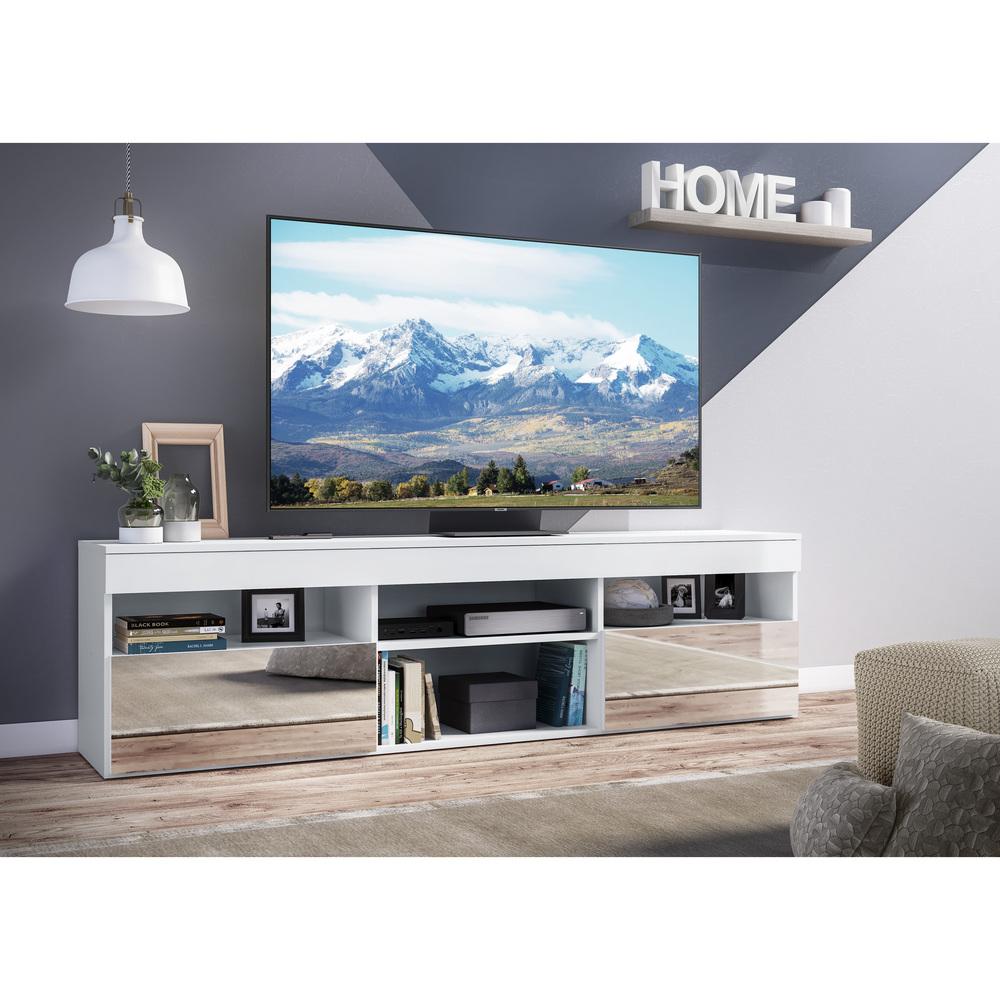 Rack TV 65" com Espelho e 2 Portas Paris Multimóveis Branco