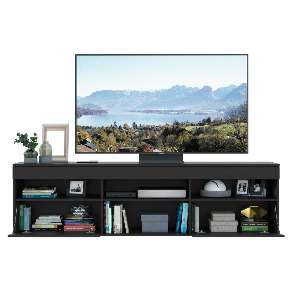 Rack TV 65" com Espelho e 2 Portas Paris Multimóveis Preto