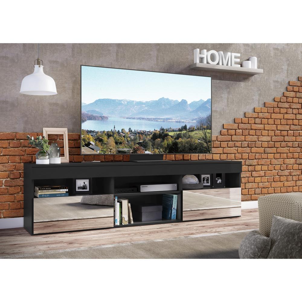 Rack TV 65" com Espelho e 2 Portas Paris Multimóveis Preto