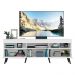 Rack TV 65" com Espelho, Pés Retrô e 2 Portas Paris Multimóveis Branco/Preto