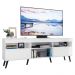 Rack TV 65" com Pés Retrô e 2 Portas Paris Multimóveis Branco/Preto