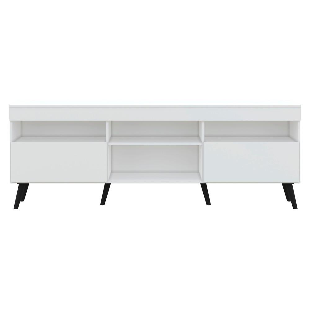 Rack TV 65" com Pés Retrô e 2 Portas Paris Multimóveis Branco/Preto
