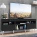 Rack TV 65" com Pés Retrô e 2 Portas Paris Multimóveis Preto/Branco