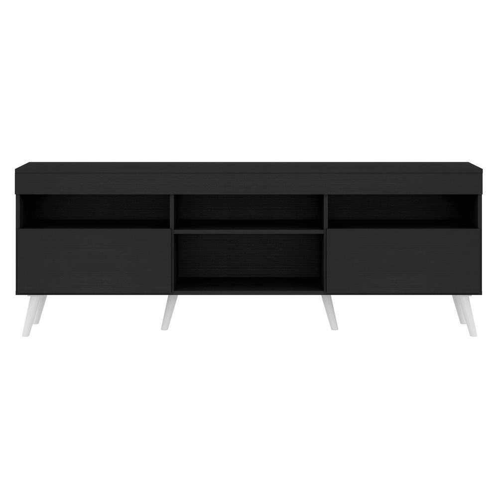 Rack TV 65" com Pés Retrô e 2 Portas Paris Multimóveis Preto/Branco