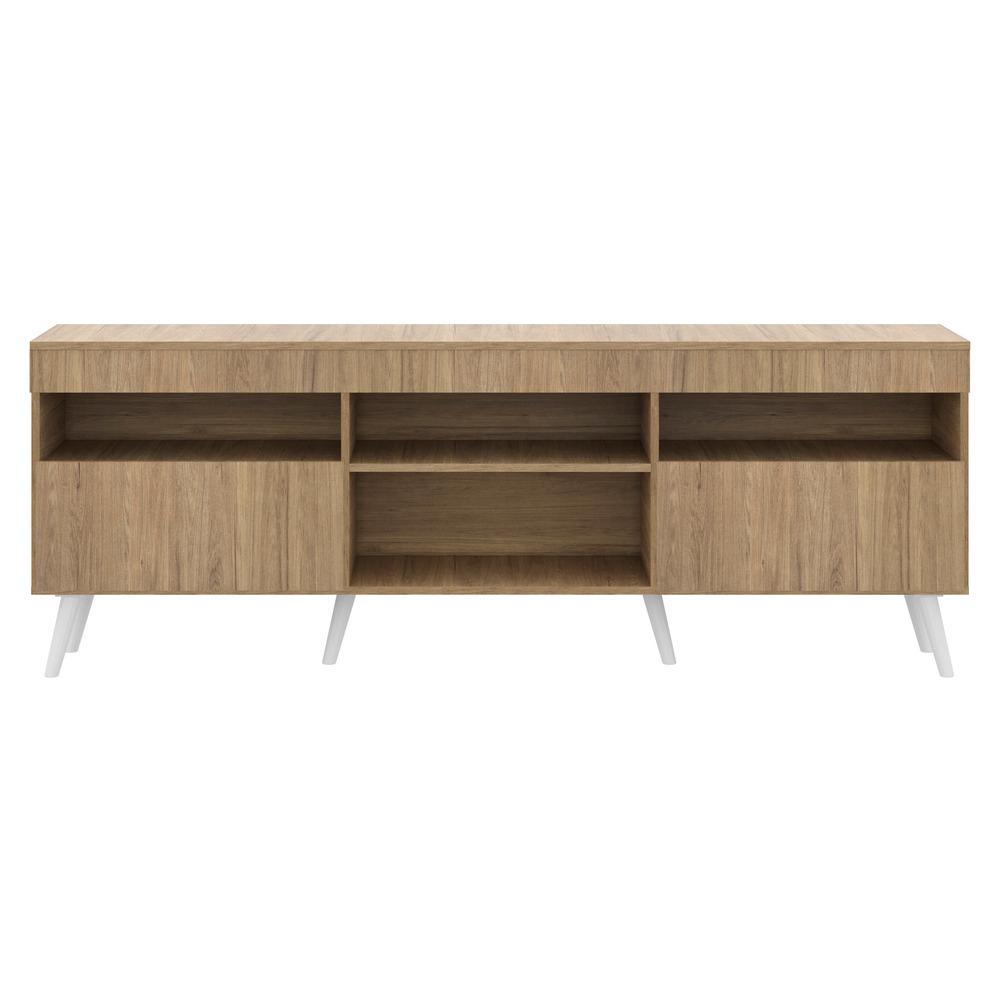 Rack TV 65" com Pés Retrô e 2 Portas Paris Multimóveis Rustic/Branco