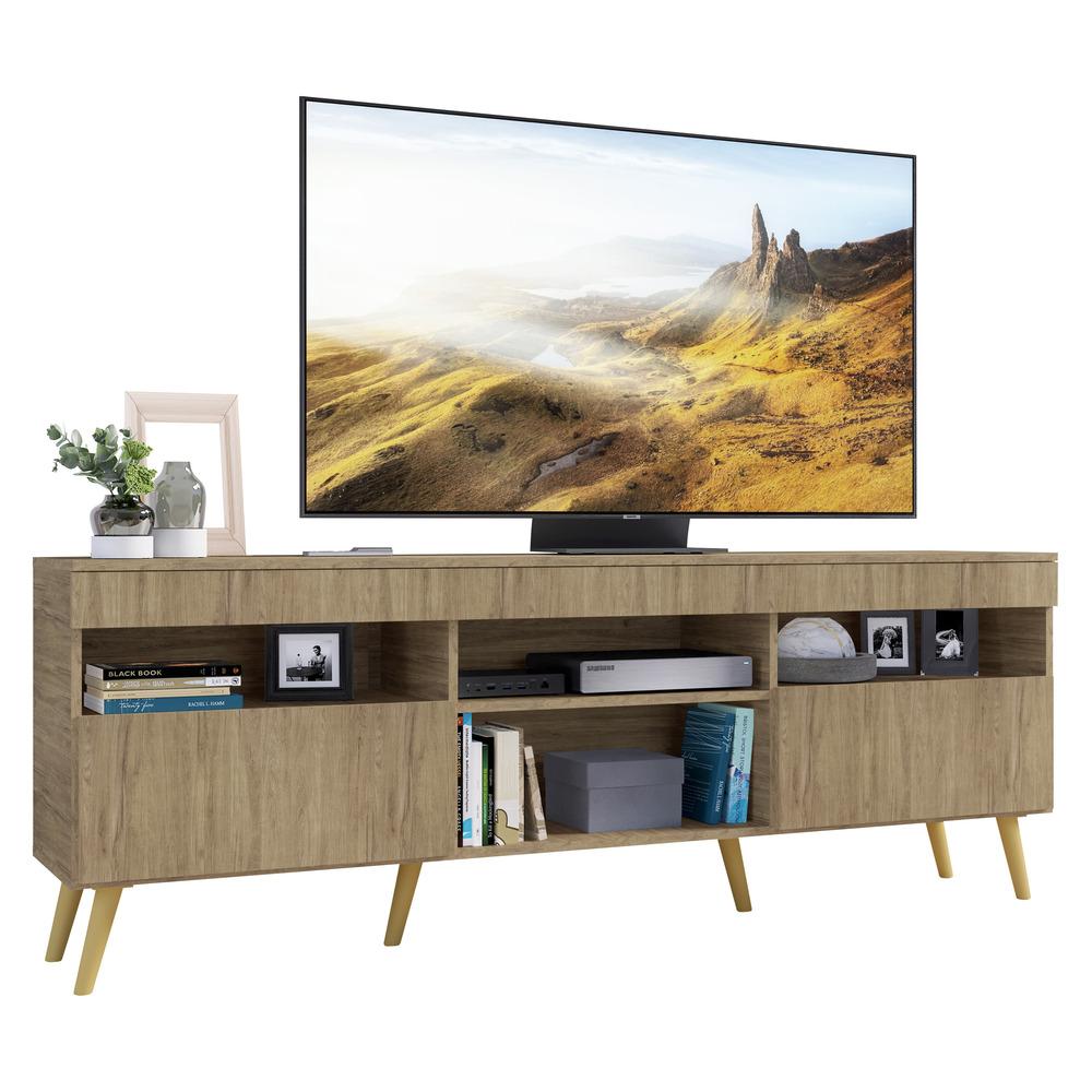Rack TV 65" com Pés Retrô e 2 Portas Paris Multimóveis Rustic/Natural