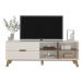 Rack TV 75" 2 Gavetas e Nichos Multimóveis CR45178 Off White/Pinho