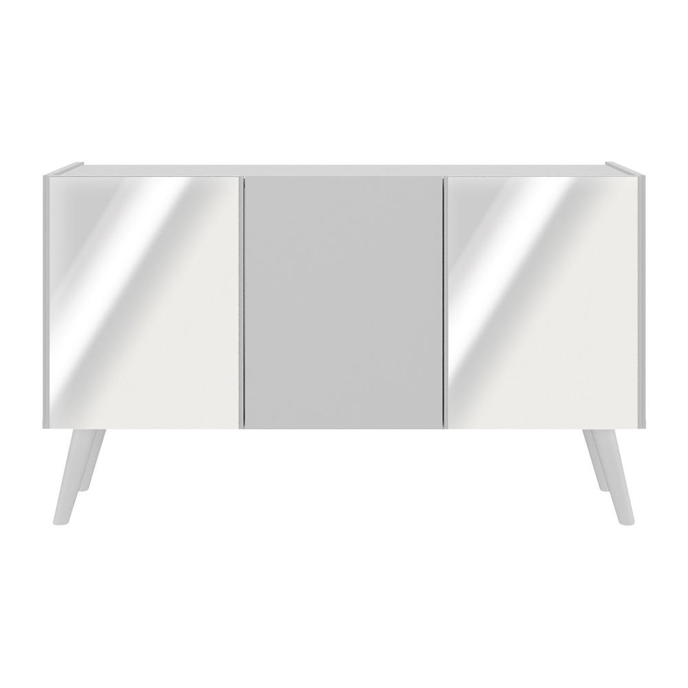 Rack TV até 32 Polegadas 3 Portas Retrô com Espelhos Multimóveis MP1078 Branco