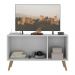 Rack TV até 32 Polegadas 3 Portas Retrô com Espelhos Multimóveis MP1078 Branco/Natural