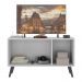 Rack TV até 32 Polegadas 3 Portas Retrô com Espelhos Multimóveis MP1078 Branco/Preto