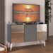Rack TV até 32 Polegadas 3 Portas Retrô com Espelhos Multimóveis MP1078 Grafite/Branco