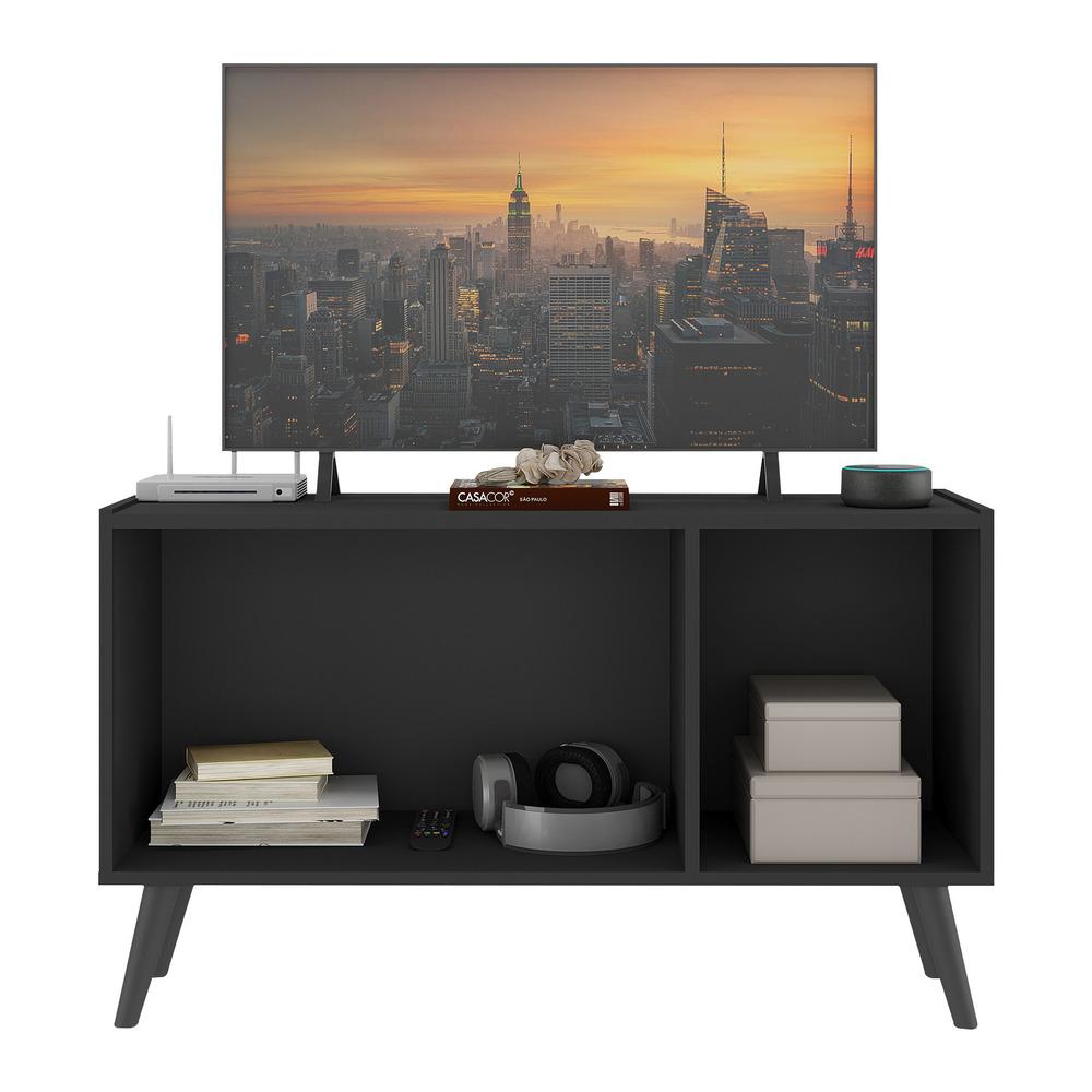 Rack TV até 32 Polegadas 3 Portas Retrô com Espelhos Multimóveis MP1078 Preto