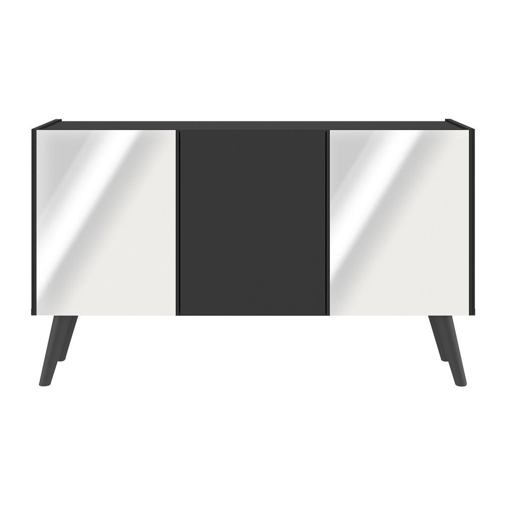 Rack TV até 32 Polegadas 3 Portas Retrô com Espelhos Multimóveis MP1078 Preto