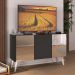 Rack TV até 32 Polegadas 3 Portas Retrô com Espelhos Multimóveis MP1078 Preto/Branco