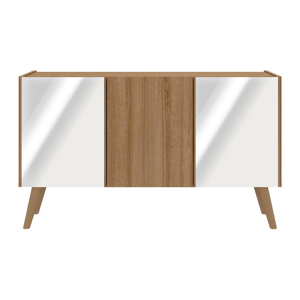 Rack TV até 32 Polegadas 3 Portas Retrô com Espelhos Multimóveis MP1078 Rustic/Natural