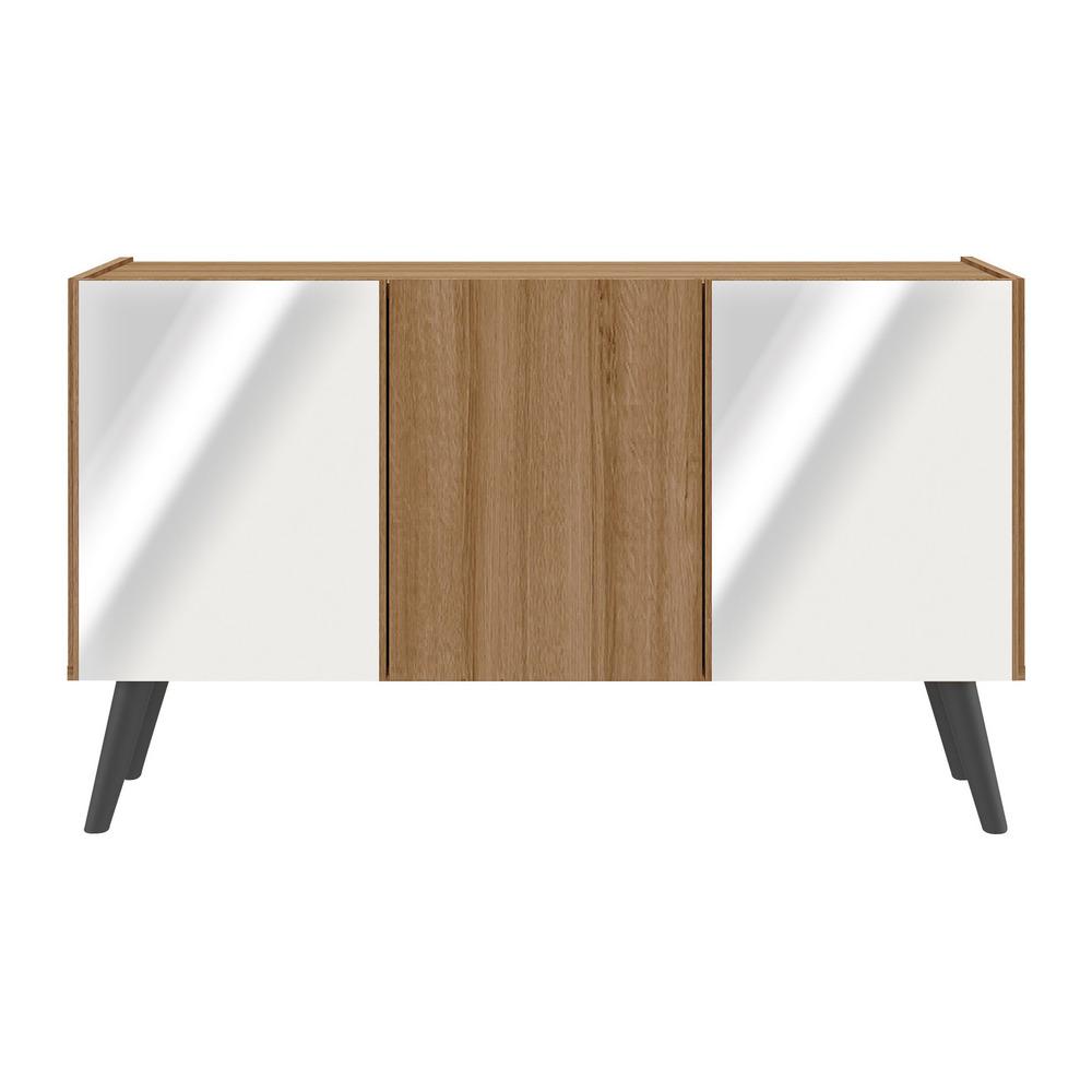 Rack TV até 32 Polegadas 3 Portas Retrô com Espelhos Multimóveis MP1078 Rustic/Preto