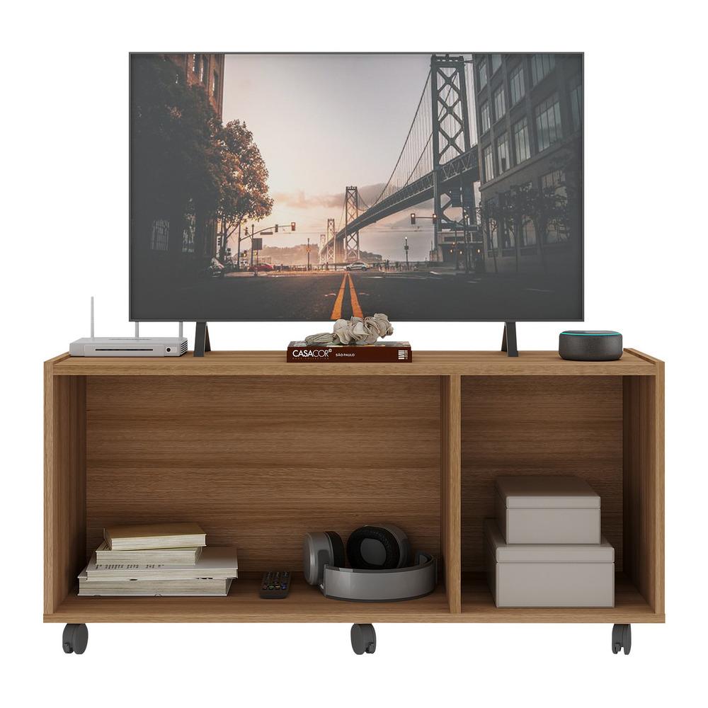 Rack TV até 32 Polegadas 3 Portas com Rodízios e Espelhos Multimóveis MP1076 Rustic