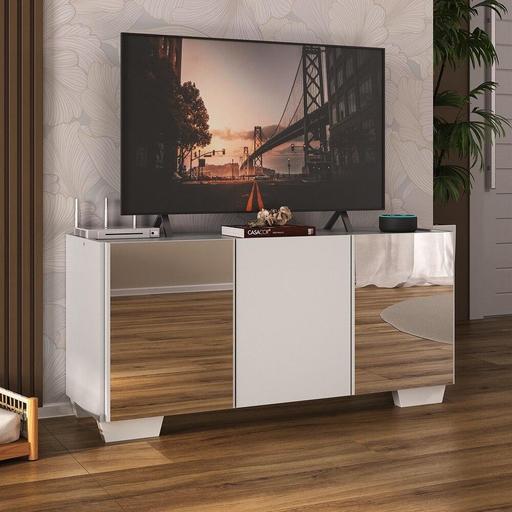 Rack TV até 32 Polegadas com Espelhos 3 Portas Multimóveis MP1079 Branco