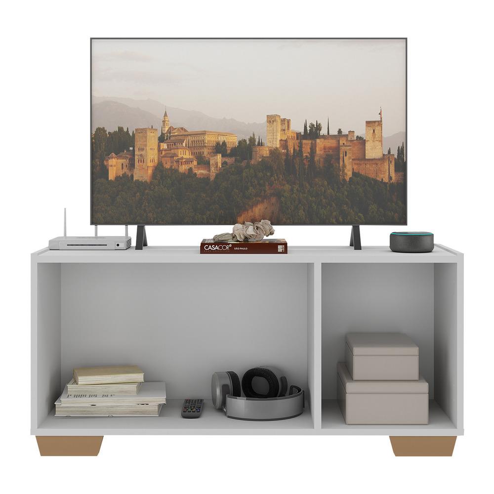 Rack TV até 32 Polegadas com Espelhos 3 Portas Multimóveis MP1079 Branco/Natural