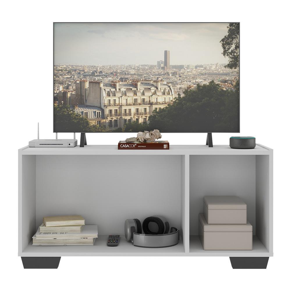 Rack TV até 32 Polegadas com Espelhos 3 Portas Multimóveis MP1079 Branco/Preto