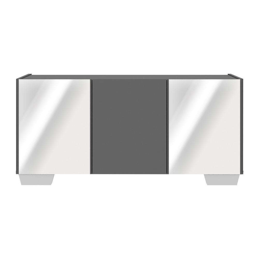 Rack TV até 32 Polegadas com Espelhos 3 Portas Multimóveis MP1079 Grafite/Branco