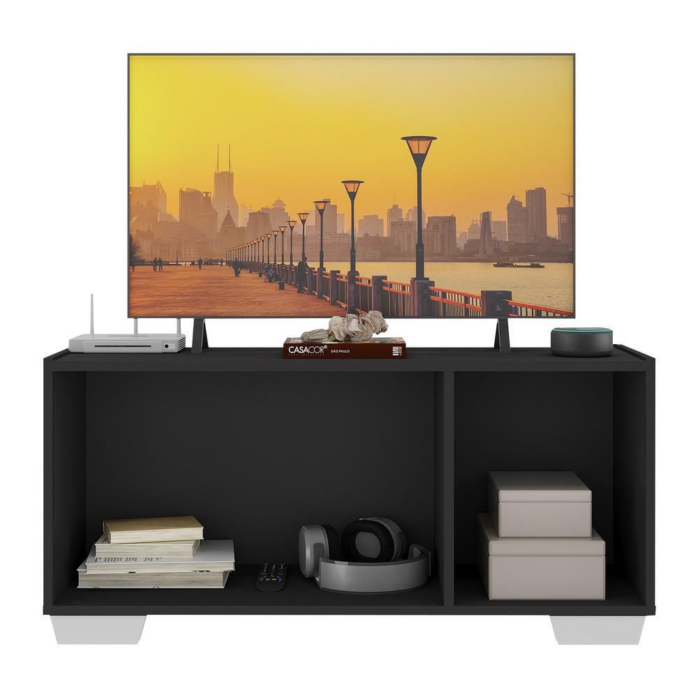 Rack TV até 32 Polegadas com Espelhos 3 Portas Multimóveis MP1079 Preto/Branco