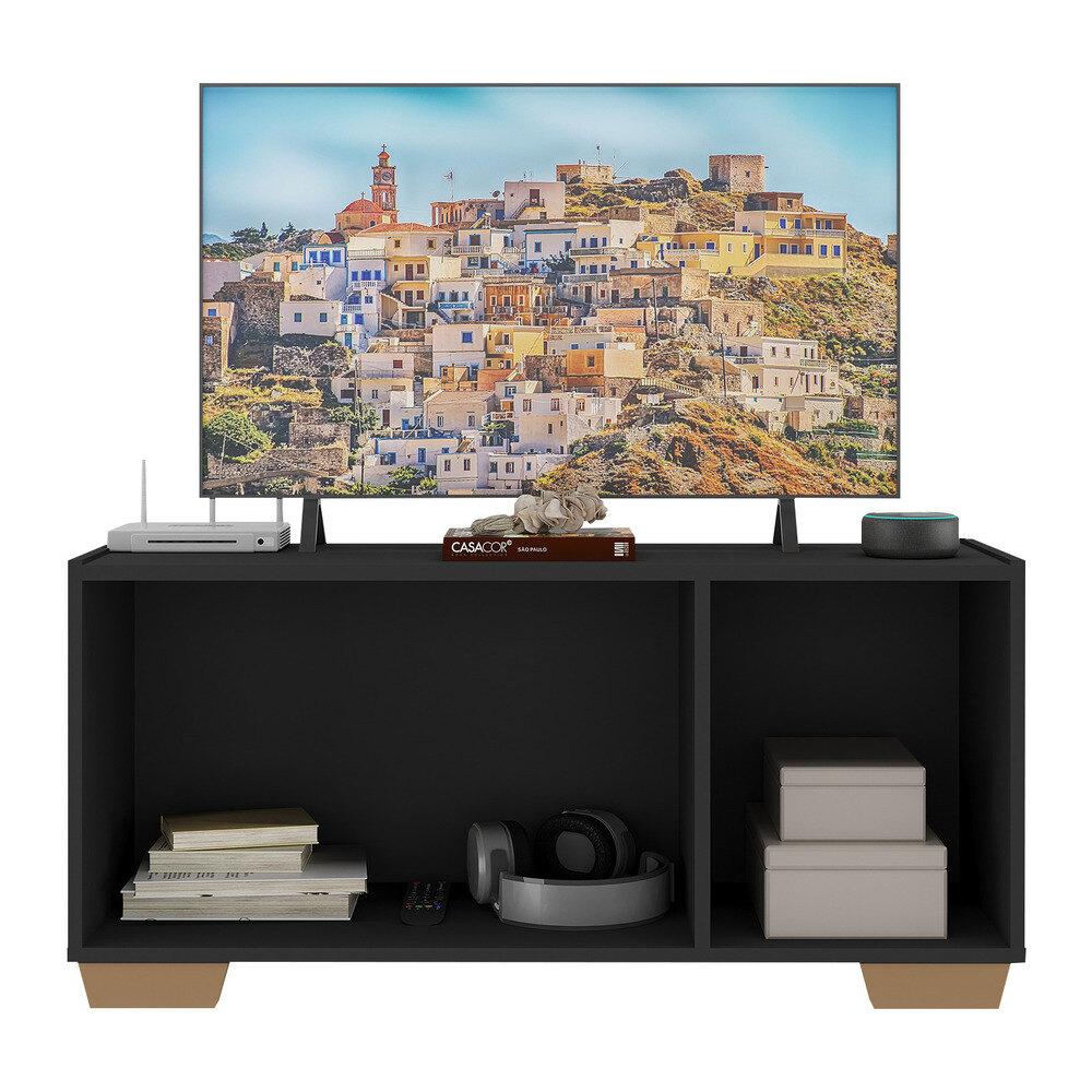 Rack TV até 32 Polegadas com Espelhos 3 Portas Multimóveis MP1079 Preto/Natural
