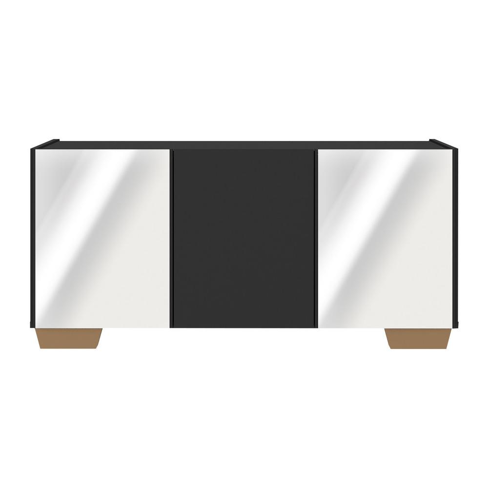 Rack TV até 32 Polegadas com Espelhos 3 Portas Multimóveis MP1079 Preto/Natural