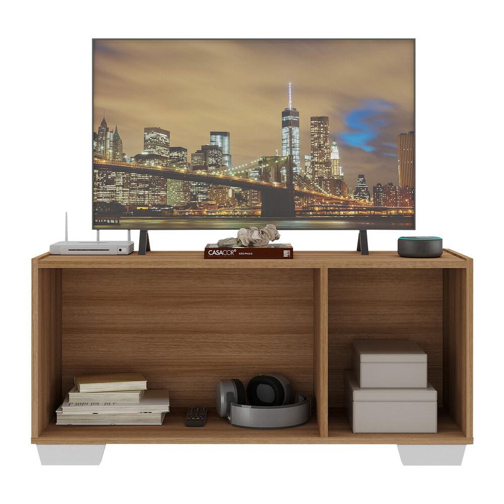 Rack TV até 32 Polegadas com Espelhos 3 Portas Multimóveis MP1079 Rustic/Branco