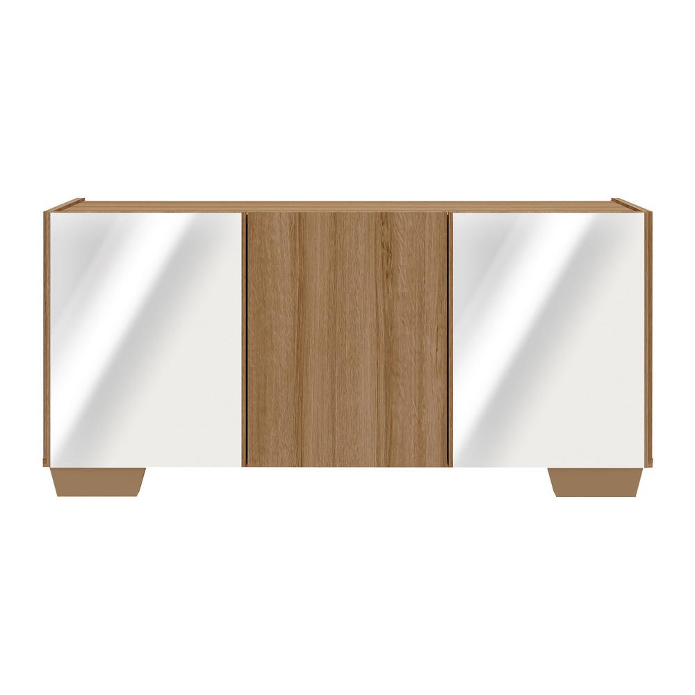 Rack TV até 32 Polegadas com Espelhos 3 Portas Multimóveis MP1079 Rustic/Natural