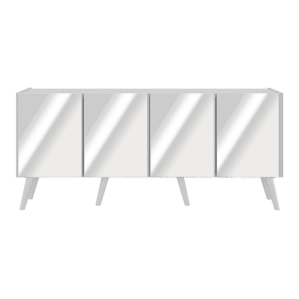 Rack TV até 50 Polegadas 4 Portas Retrô com Espelhos Multimóveis MP1082 Branco