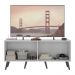 Rack TV até 50 Polegadas 4 Portas Retrô com Espelhos Multimóveis MP1082 Branco/Preto