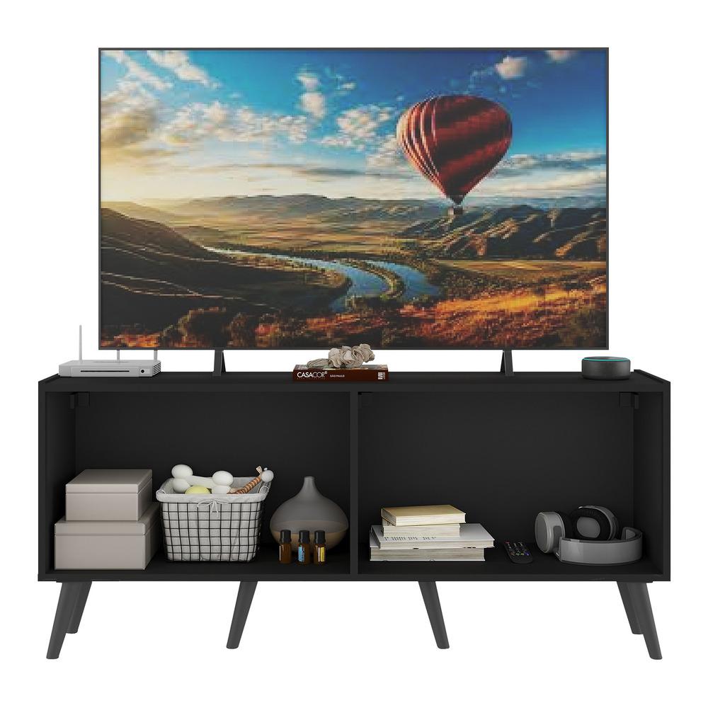 Rack TV até 50 Polegadas 4 Portas Retrô com Espelhos Multimóveis MP1082 Preto